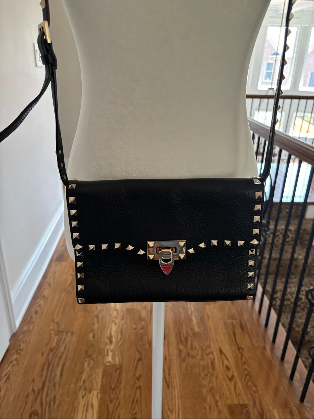 Valentino Black Studded Leather Crossbody Bag